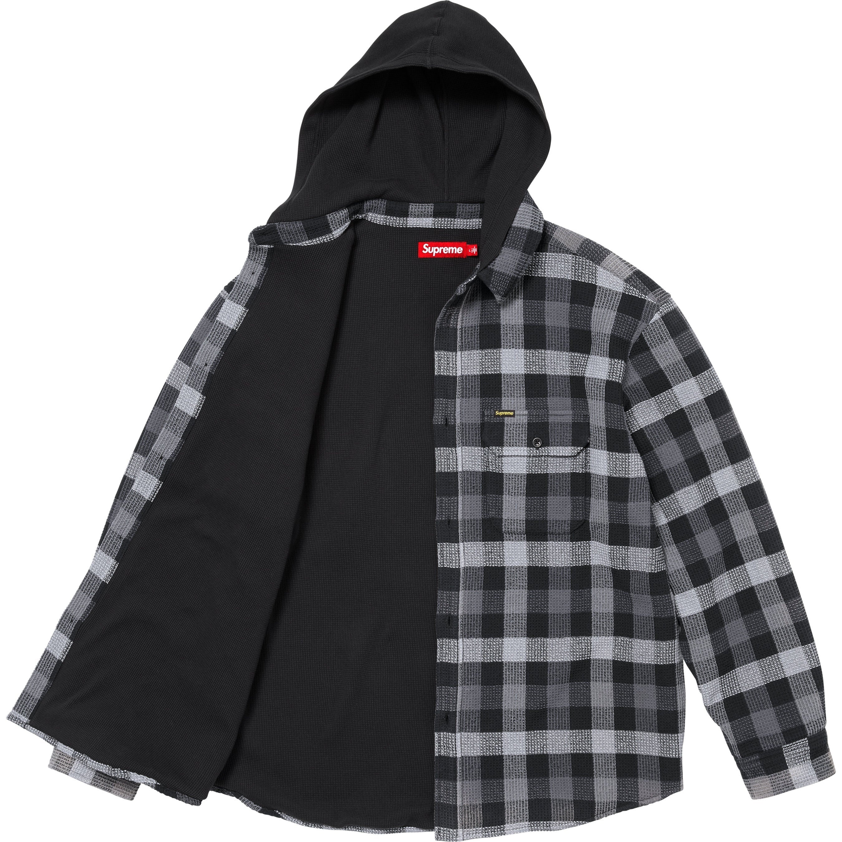 Waffle Plaid Hooded Shirt view 8